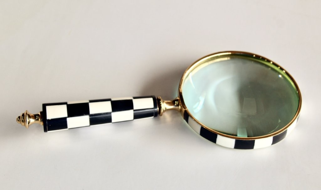 Brass Black & White Checkered Magnifying Glass
